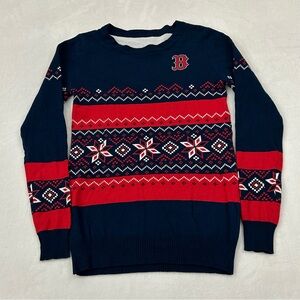 Boston Red Sox MLB Baseball Navy & Red Holiday Ugly Christmas Sweater Women’s XS